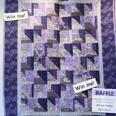 grey and purple quilt for raffle